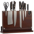 Magnetic Knife Block with Builtin Sharpener, Double Sided Magnet and Acrylic safety shield on both side for Kitchen Counter, Extra Large size 14'x10',Wood Magnetic Knife Holder,stand. Board.