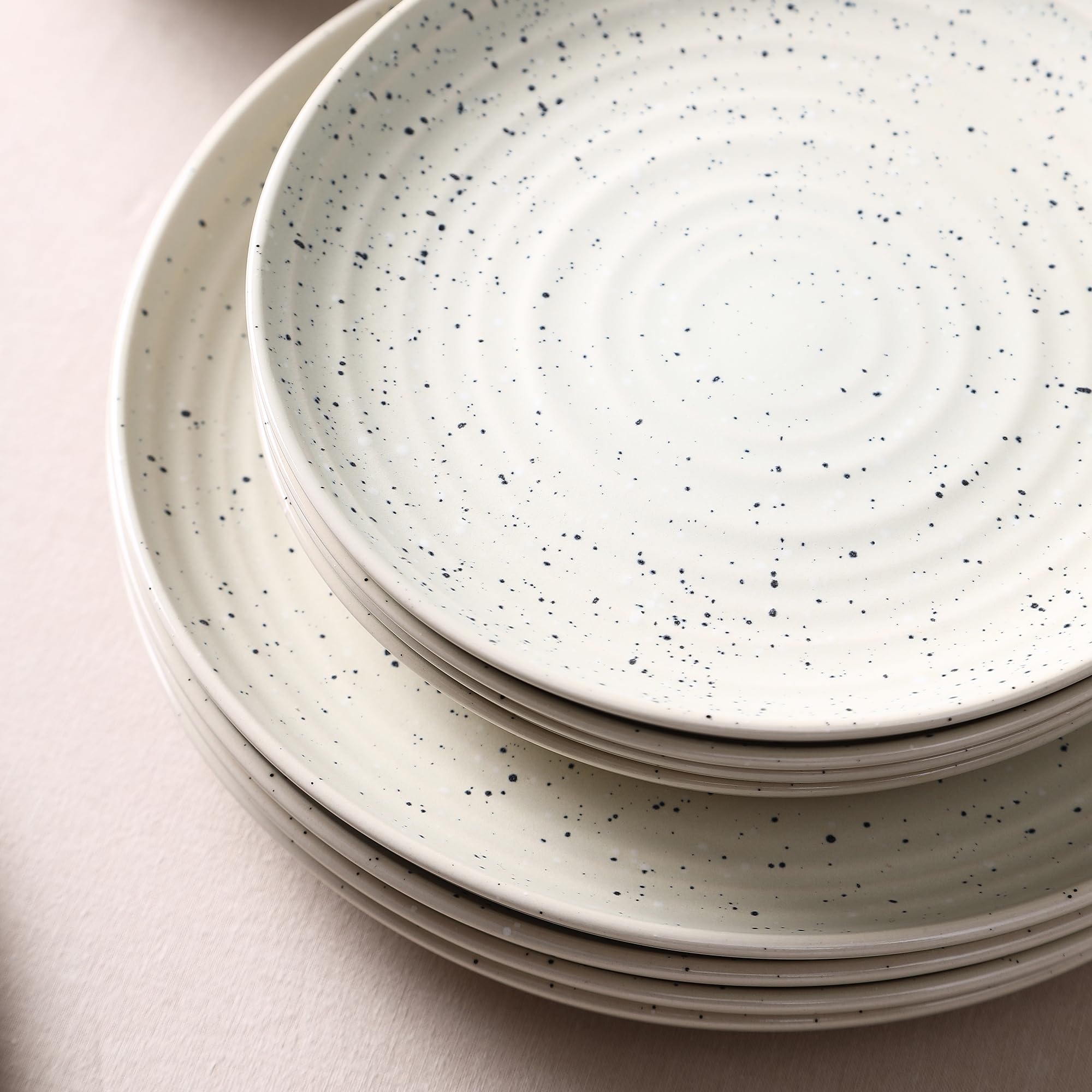 Stone Lain Dua 4-Piece Dinner Plate Set Stoneware, White