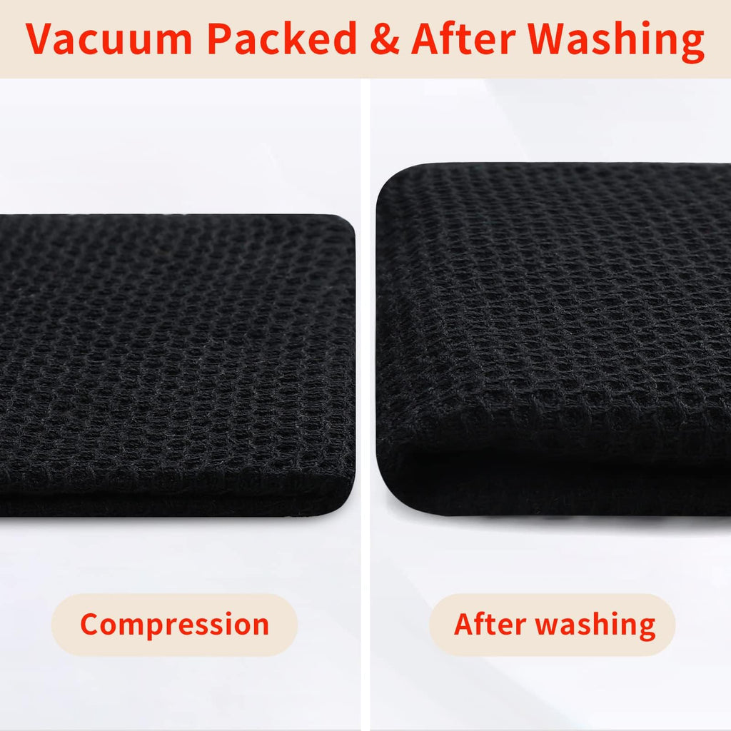 Homaxy 100% Cotton Waffle Weave Kitchen Dish Towels, Ultra Soft Absorbent Quick Drying Cleaning Towel, 13 x 28 Inches, 24-Pack, Black