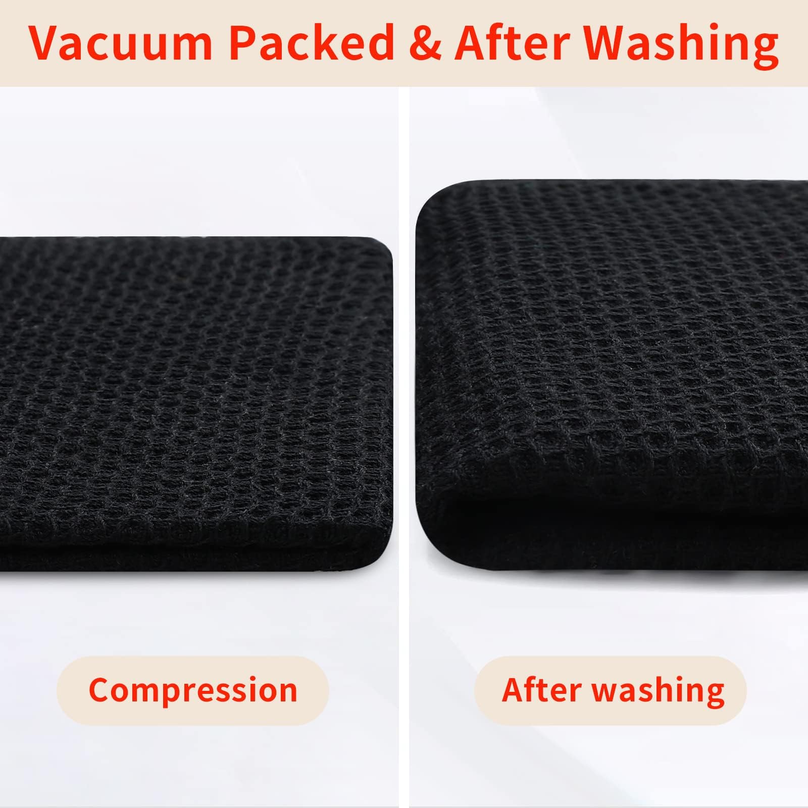 Homaxy 100% Cotton Waffle Weave Kitchen Dish Towels, Ultra Soft Absorbent Quick Drying Cleaning Towel, 13 x 28 Inches, 12-Pack, Black