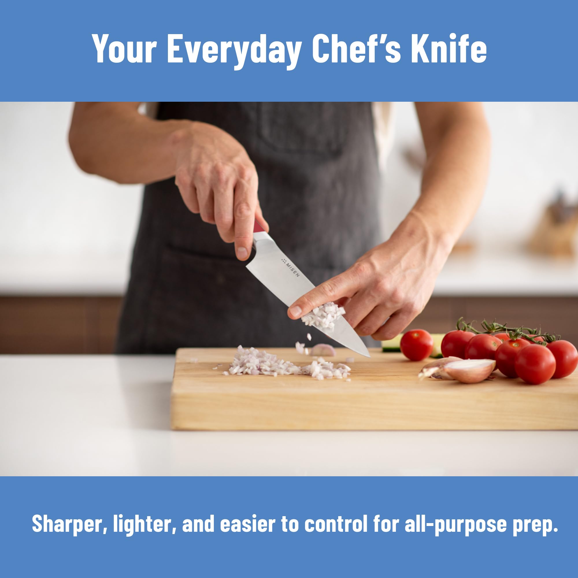 Misen 6.8" Chef Knife – High Carbon Japanese AUS-10 Stainless Steel – Hybrid German & Japanese Blade – Precision Kitchen Knife for Professionals & Home Cooks – Ultimate Cutting Performance - Red