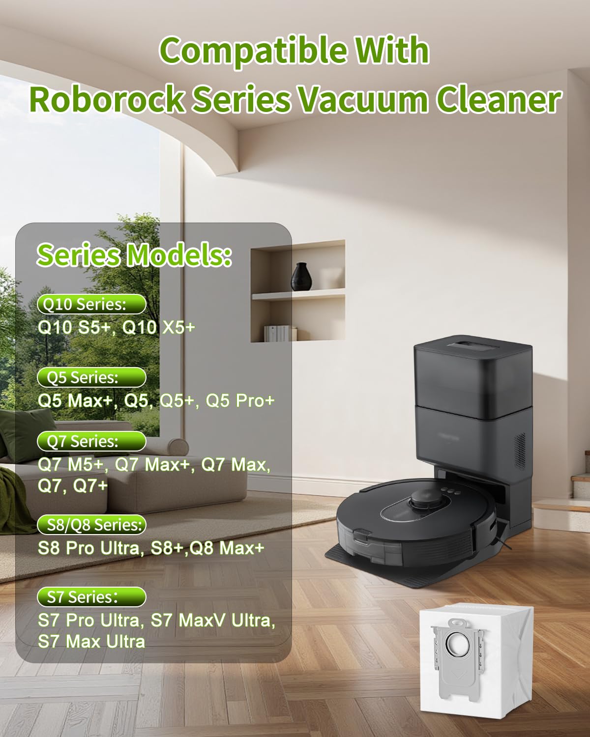 VBN 22 Packs Q10 Q7 Q5 Dust Bags for Roborock Q7 M5+, Q10 S5+/Q10 X5+, S8 Pro Ultra, S8+, Q7 Max+, Q5+, Q5 Max+, S7 Max Ultra,S7 Maxv Ultra and Q8 Max+ vacuum bag replacement, 3.6L