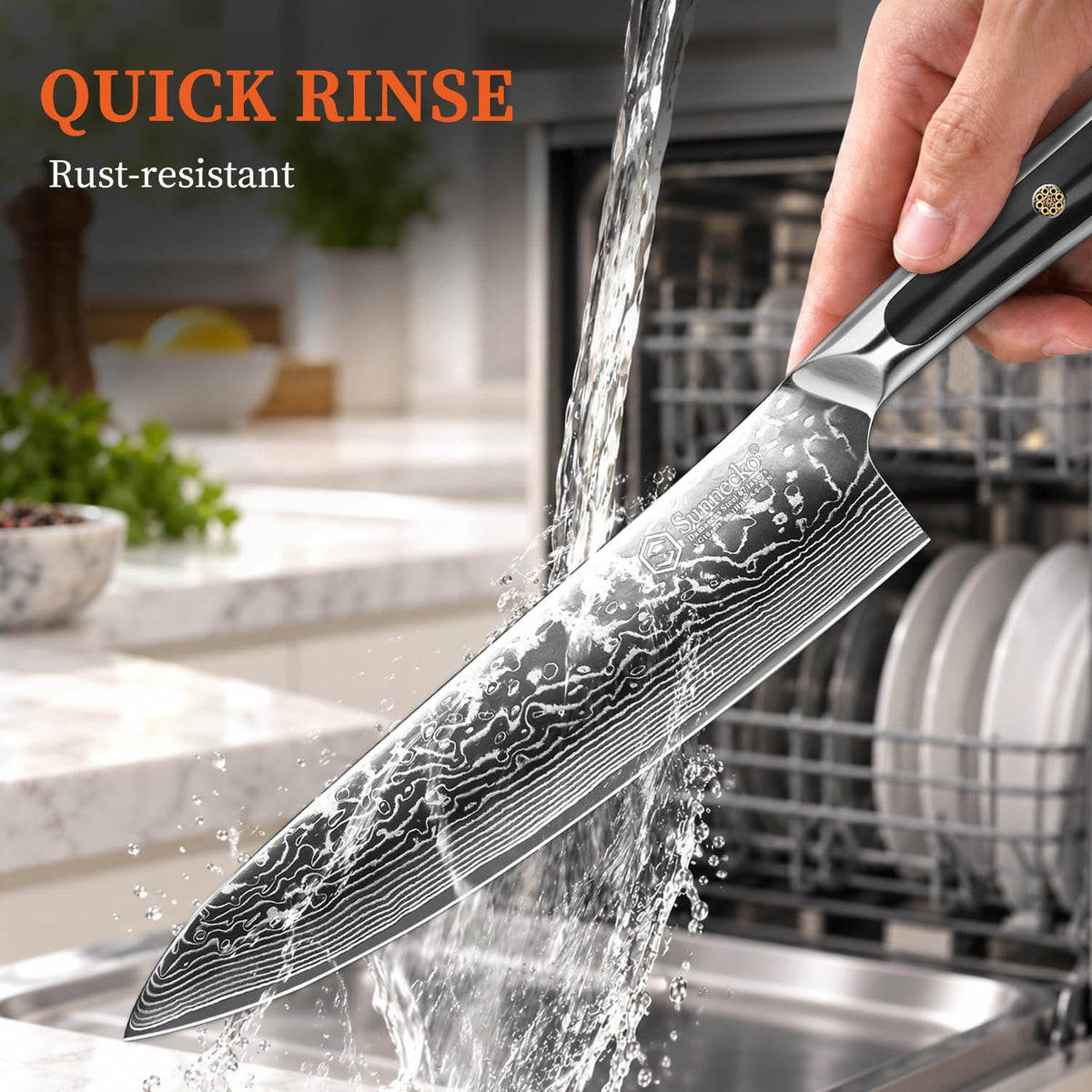 Sunnecko 8 Inch Japanese Damascus Chef Knife - Ultra Sharp VG10 Steel