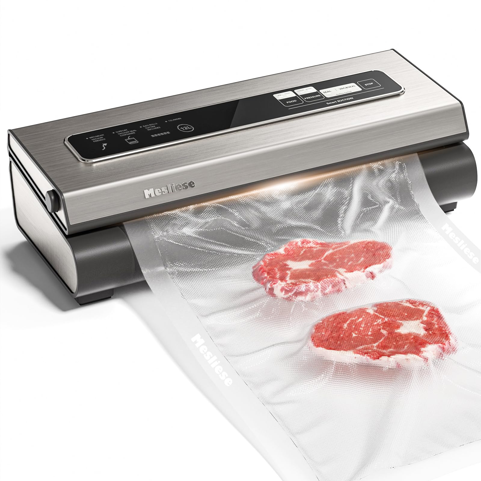 Mesliese 6in1 Vacuum Sealer, Dry/Moist Modes, 2 Bag Rolls & 5 Pre-cut Bags