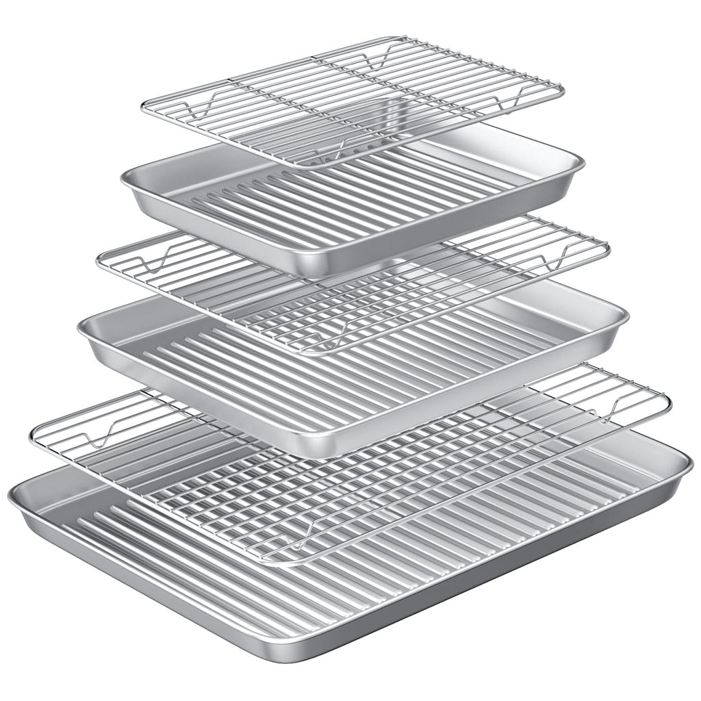 Baking Sheet with Cooling Wire Rack Set, Stainless Steel 2 Pans + 2 Racks