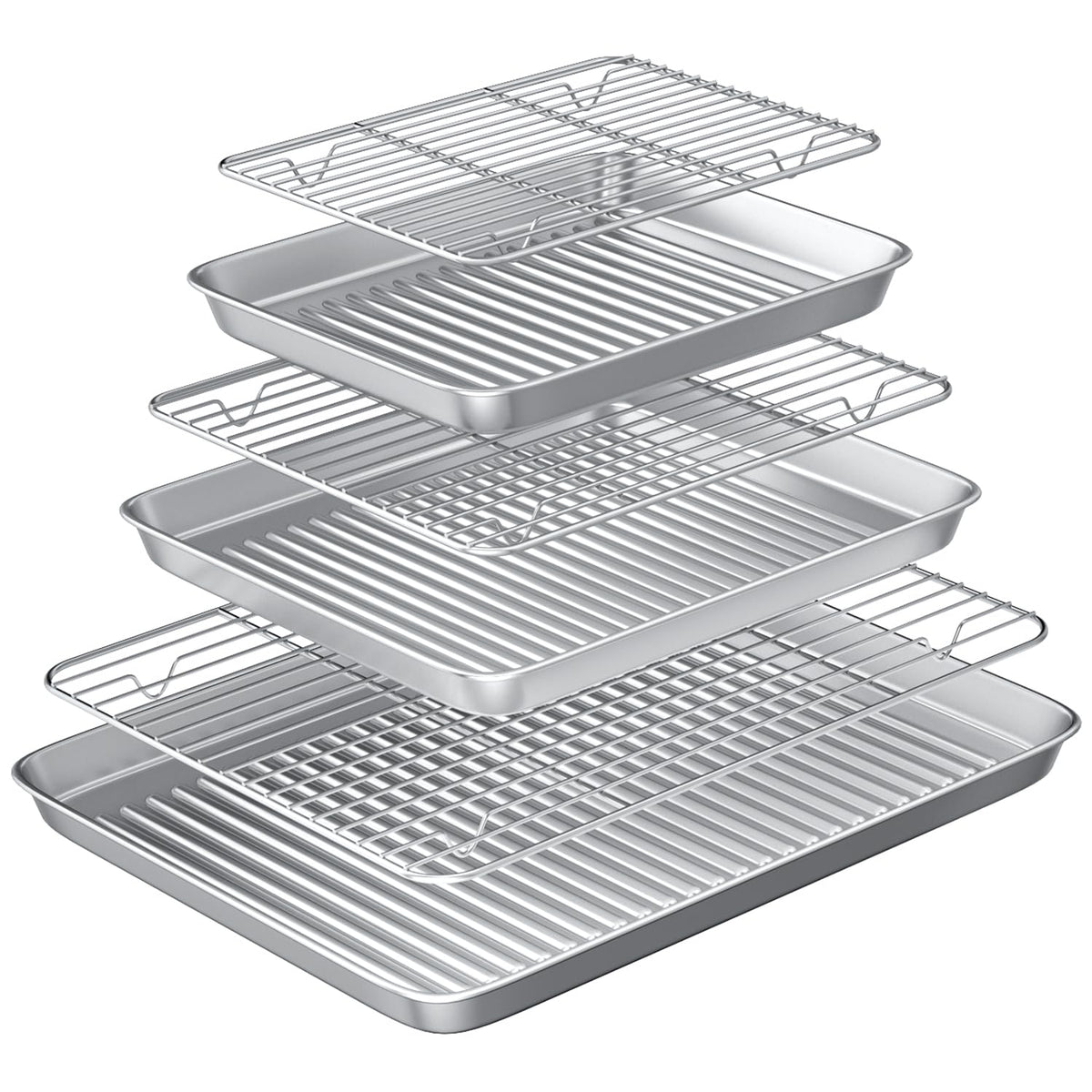 Baking Sheet with Cooling Wire Rack Set, Stainless Steel 2 Pans + 2 Racks