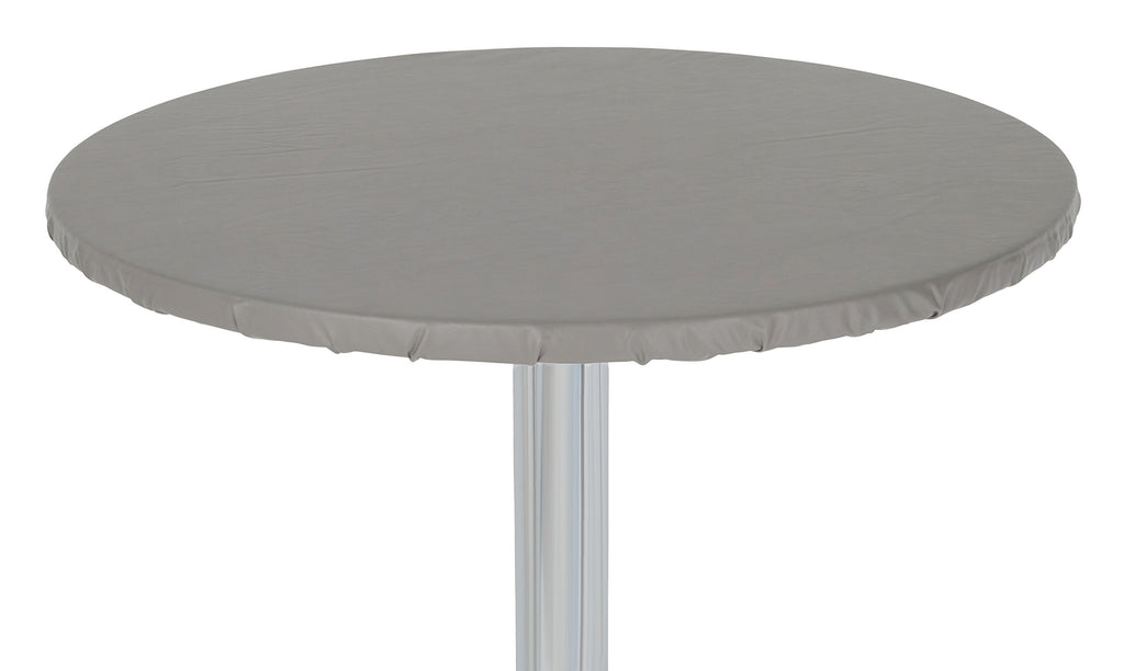 Yourtablecloth Heavy Duty Vinyl Round Fitted Tablecloth (Table Cover) with Flannel Backing Vibrant Colors Elasticized Tablecloth Great for Indoor and Outdoor Dining and Playing Cards 48” White