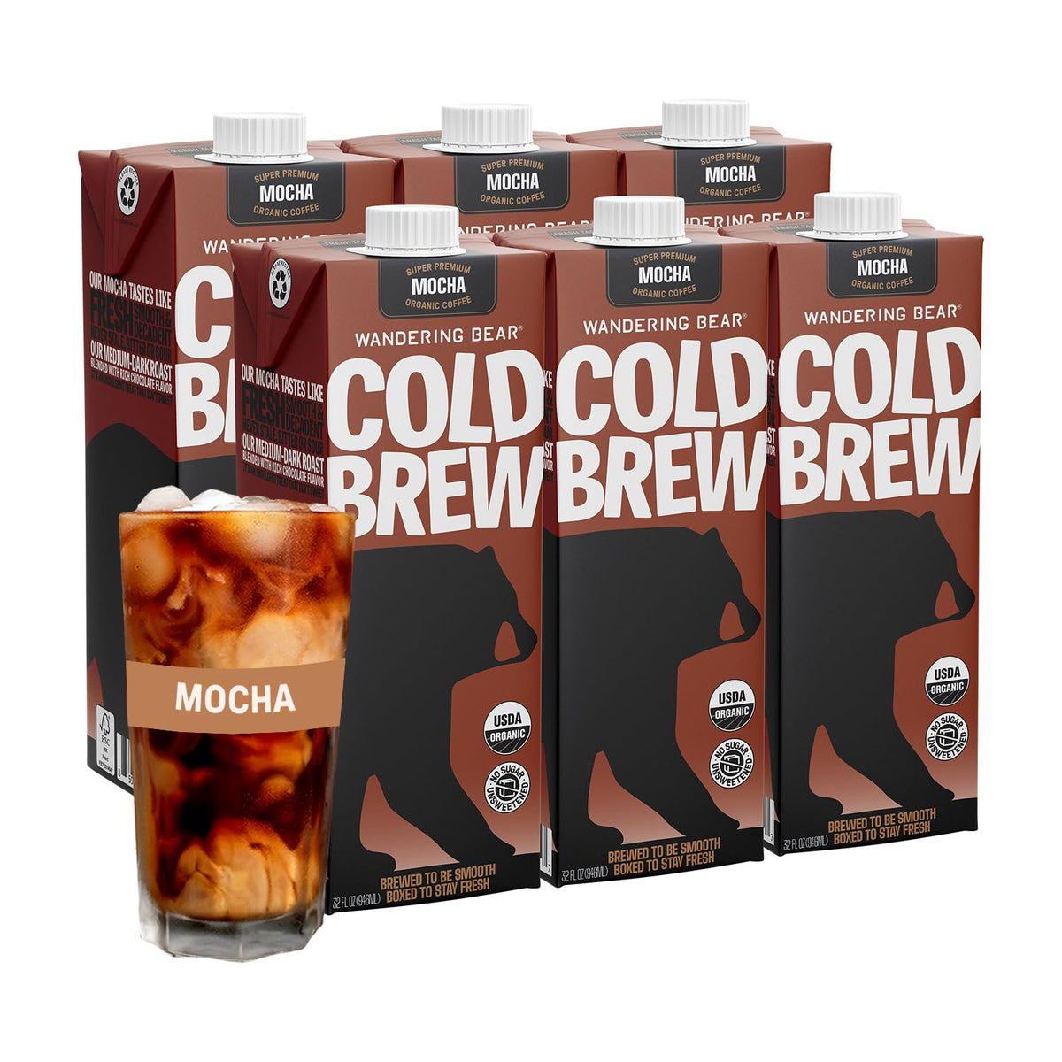 Wandering Bear Organic Vanilla Cold Brew Coffee - 32 fl oz, 6 Pack