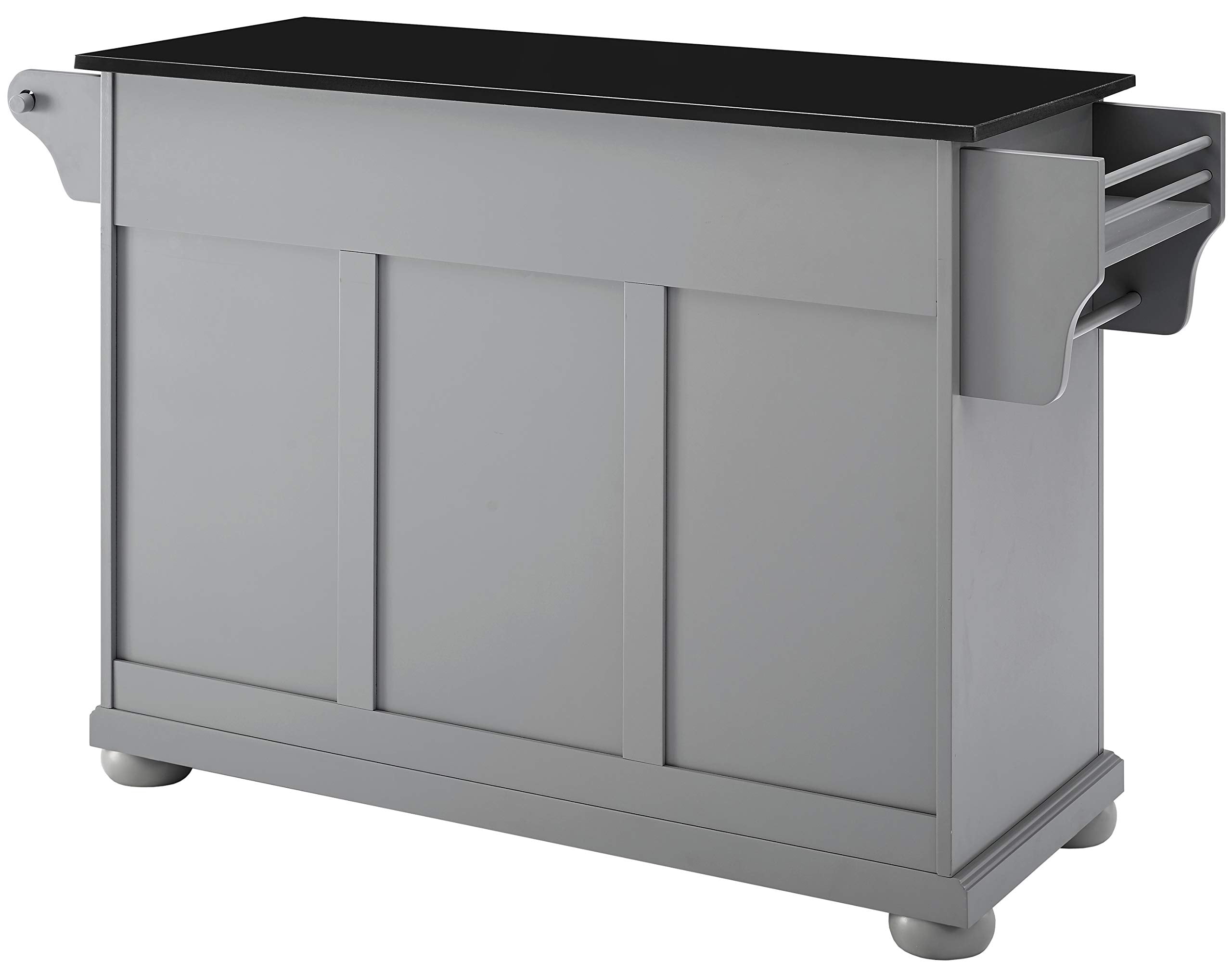 Crosley Furniture Alexandria Granite Top Rolling Kitchen Island Storage Cart, Microwave Stand, Spice Rack, Gray