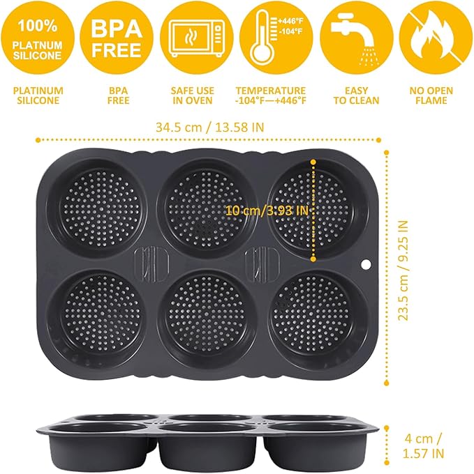 Laexepelle Silicone Bread Loaf Pan with Oil Brush, Nonstick Sourdough Loaf Pan, Silicone Molds for Baking English Muffins, Hamburger, Whoopie Pies, Egg bites, Corn Bread, Tarts