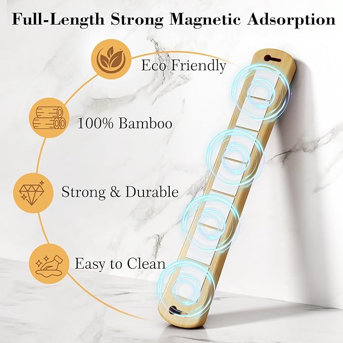Magnetic Knife Holder for Wall, 10 Inch Bamboo Strong Magnetic Knife Strip, Small Kitchen Storage Space Savers, Rv/Apartment/Farmhouse Accessories Organizer, Housewarming Gifts for New Home