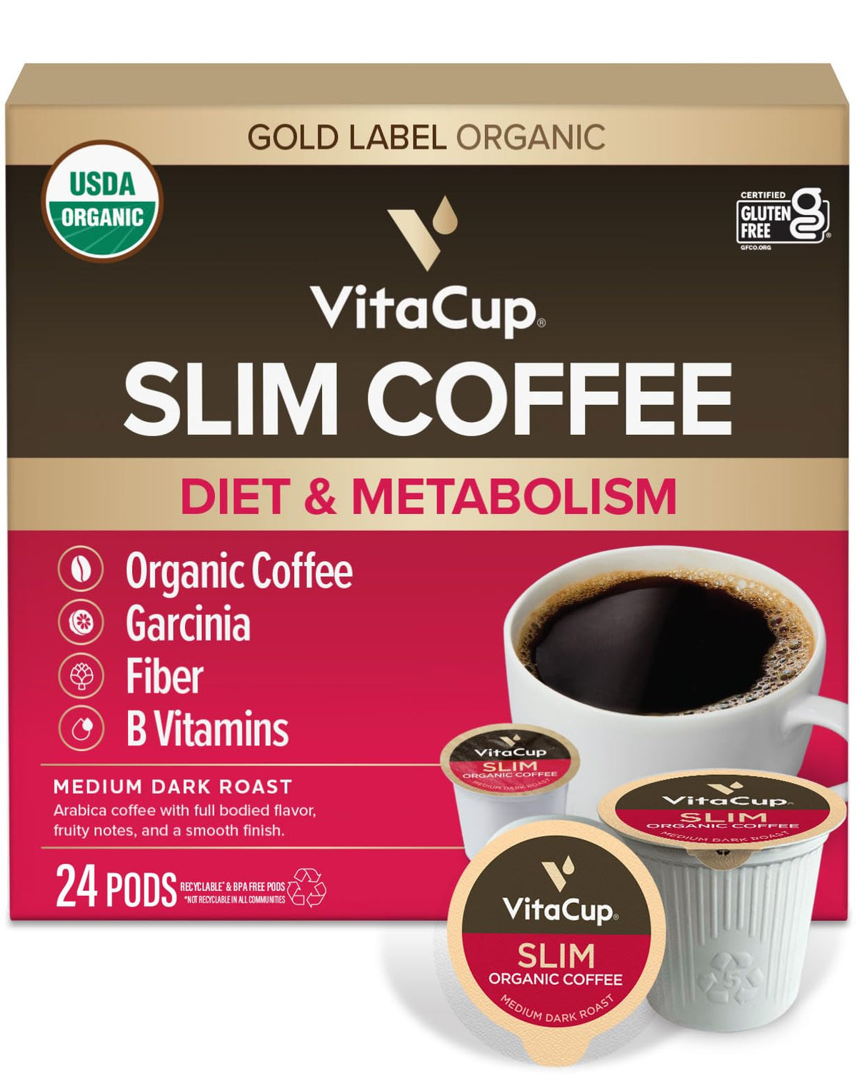 VitaCup Mushroom Coffee Pods, with Lions Mane for Memory & Clarity, 16ct