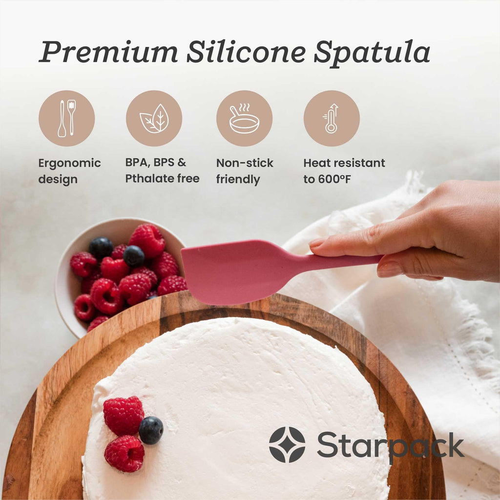 Starpack 'Scrape & Stir' Silicone Spatula (8.5 Inches) - Heat Resistant Spatula Set 600°F - Food Grade Kitchen Spatulas - Nonstick Baking and Cooking Spatula - LFGB Grade Rubber Spatula Set