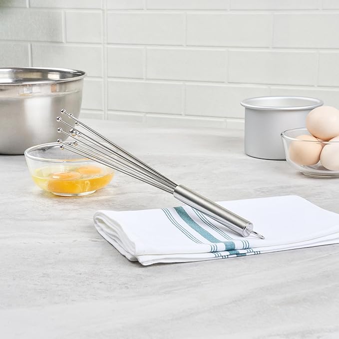 Restaurantware-German Standard 12.6 Inch Ball Whisks, 6 Dishwashable Kitchen Whisks - Ergonomic Handle, Durable, Stainless Steel Manual Egg Beater, Suitable For Whisking, Stirring, Mixing, Beating