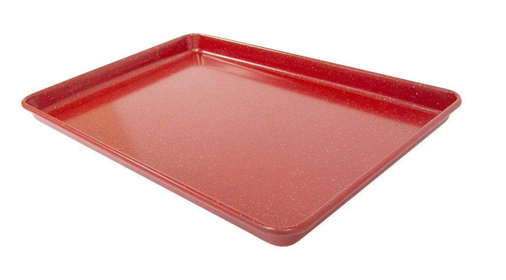 casaWare 13 x 9 x 1-Inch Ultimate Series Commercial Weight Ceramic Non-Stick Coating Cookie/Jelly Roll Pan (Red Granite)