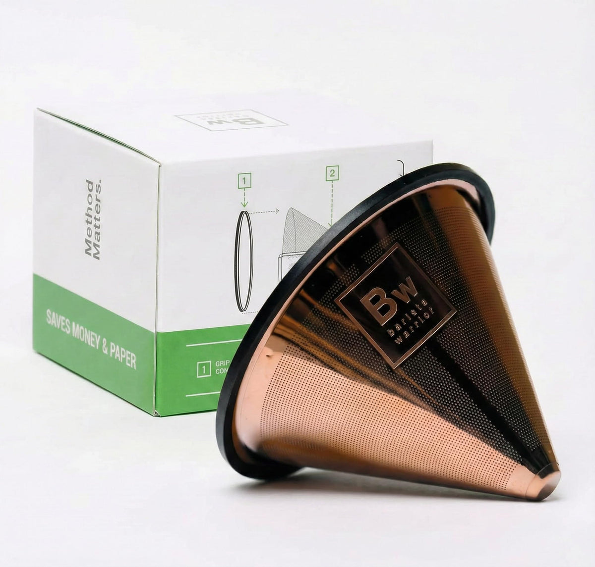 Barista Warrior Reusable Coffee Filter, Pour Over Dripper, Black