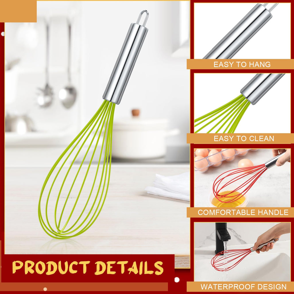 FoldTier 72 Sets 12 Inch Christmas Whisks Gifts DIY Fillable Christmas Tree Ornaments Xmas Colored Silicone Whisks for Cooking Heat Resistant Egg Beaters with Card Rope Bag for Candy Holder