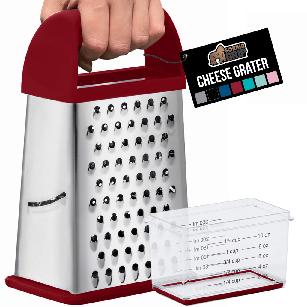GORILLA GRIP® XL 4-Sided Stainless Steel BPA-Free Cheese Grater, Gray