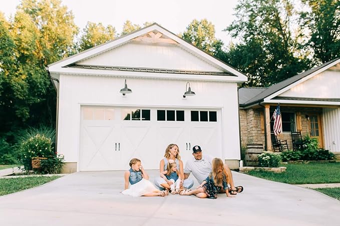 Steel Lighting Co. Gardena Barn Light | Outdoor Wall Mounted | 16" Dome | 11" Gooseneck | Farmhouse Light Made in America | Navy Blue Exterior/Brass Interior