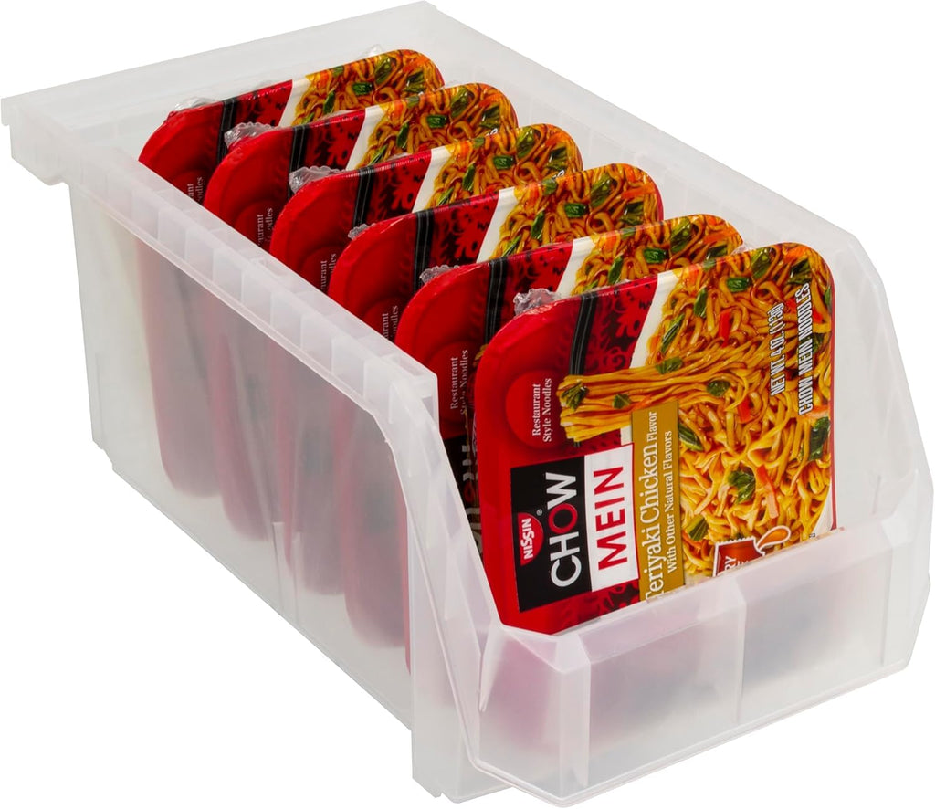 Akro-Mils ReadySpace Large Stackable Plastic Storage Bins, 6-Pack, Clear
