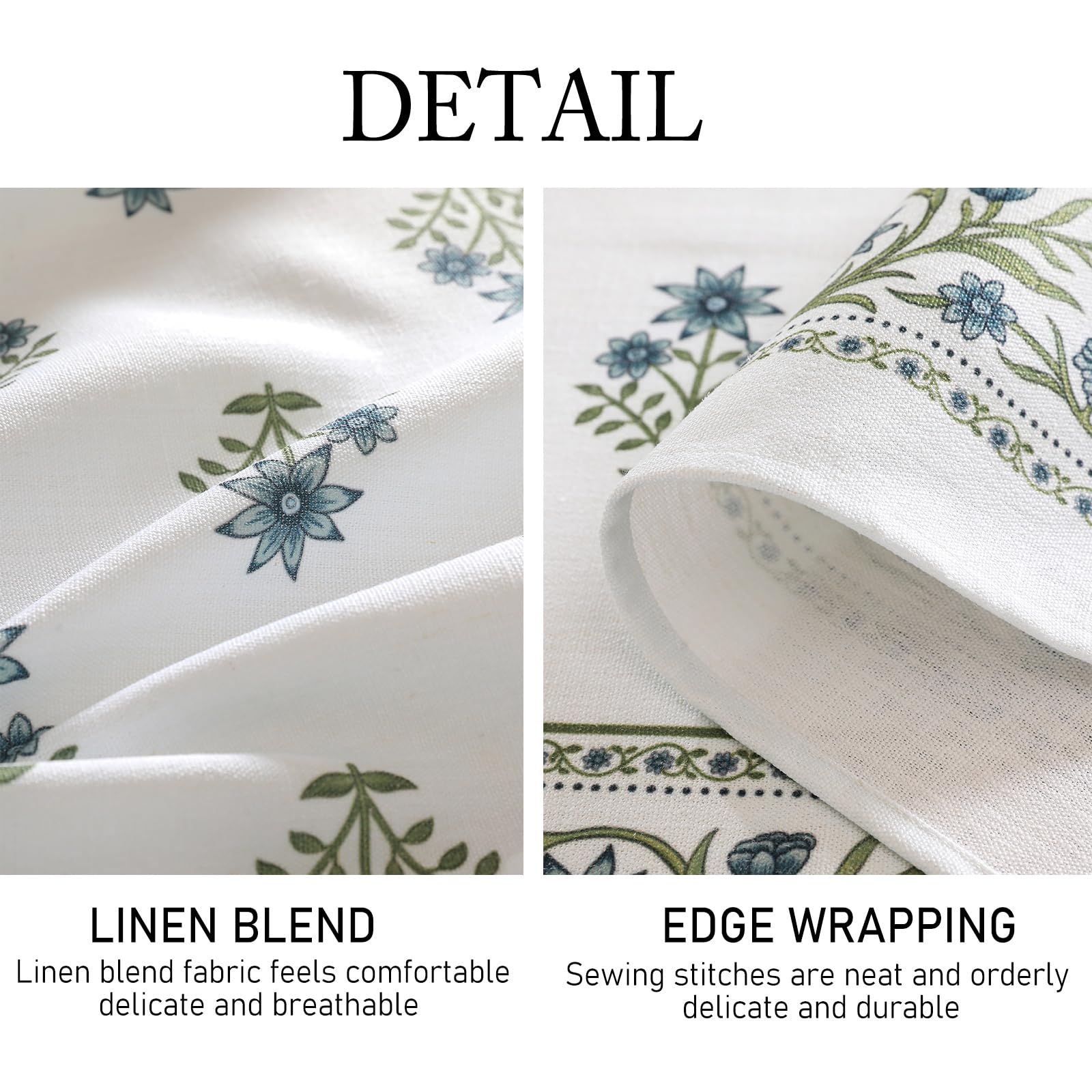 ISAENNE Designer French Linen Rectangular Tablecloth,71"x55"-Mosella F