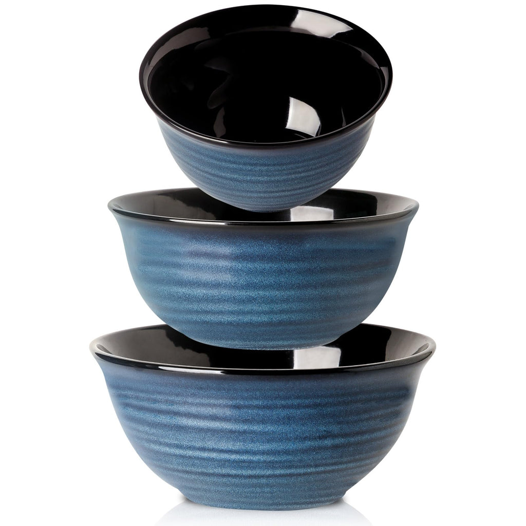 HASENSE Soup Bowls for Kitchen, 40 Ounce Large Cereal Bowls, 7 Inch Ceramic Serving Bowls for Salad Pasta Soup Popcorn, Dishwasher & Microwave Safe, Set of 4(Blue)