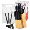 KOOMADE Knife Set With Block, Cutlery Essentials 23 PCS Kitchen Stainless Steel Knife Block Sets With Cutting Board, Shears, Paring, Utility, Santoku, Steak Knives, Dishwasher Safe Cutlery Block Set