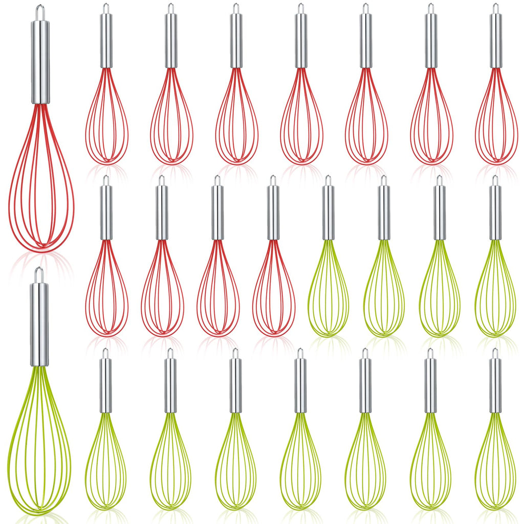 FoldTier 24 Sets 10 Inch Whisks Bulk DIY Fillable Whisk Gifts Colored Silicone Whisks for Cooking Heat Resistant Egg Beaters for Candy Holder Party Favors