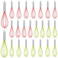 FoldTier 24 Sets 10 Inch Whisks Bulk DIY Fillable Whisk Gifts Colored Silicone Whisks for Cooking Heat Resistant Egg Beaters for Candy Holder Party Favors