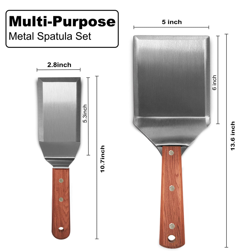 Adoco Large and Small Stainless Steel Griddle Spatula BBQ Burger Turner