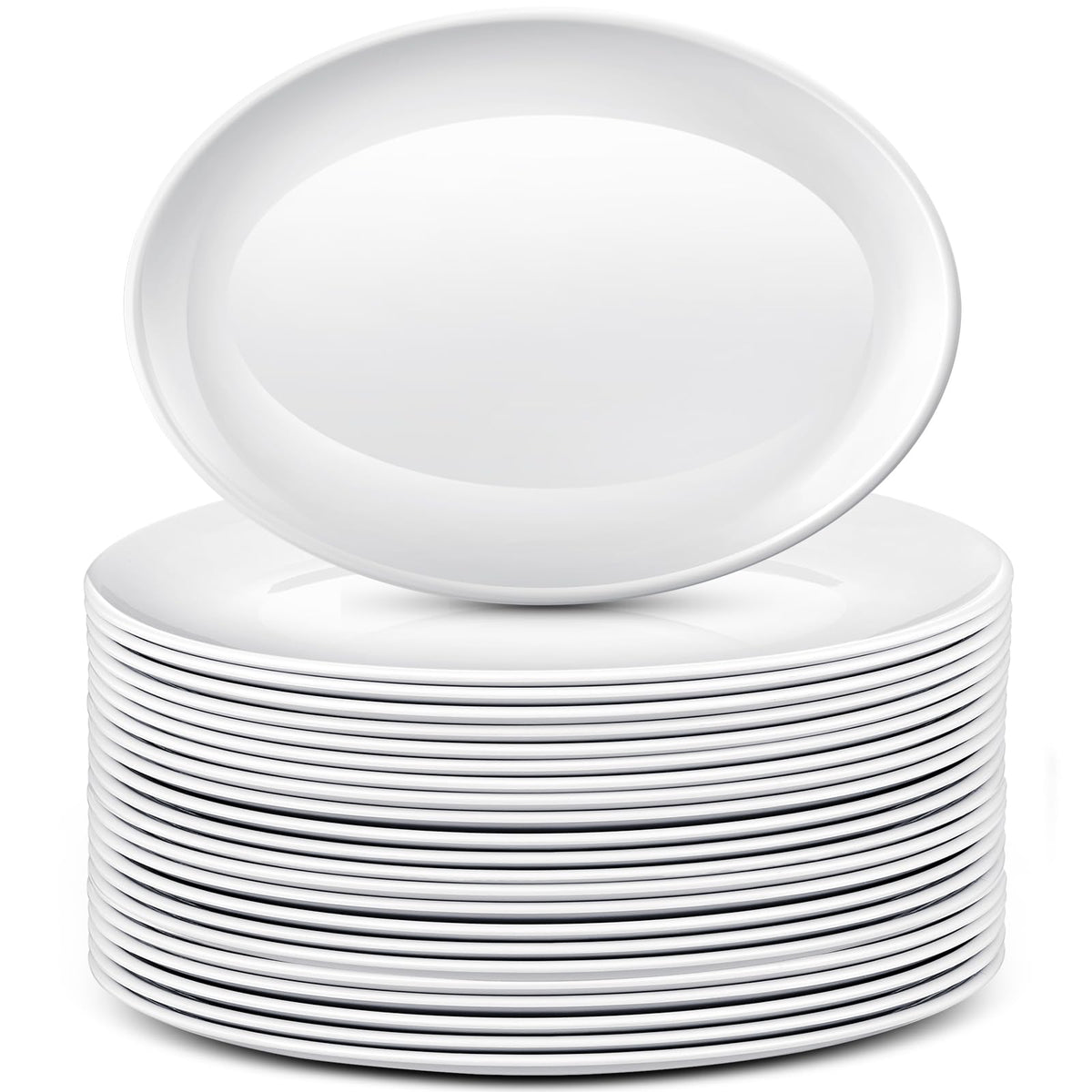 Dandat 12 Pcs Large Serving Platters Oval Trays White Plates Serving Dish for Wedding Party Restaurant Home Steak, Taco, Sushi, Appetizer, Cake (12 Inch)