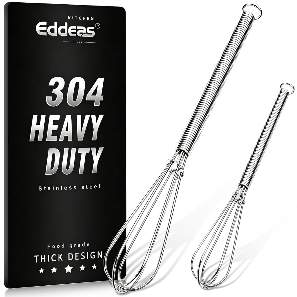Eddeas Silicone Whisk, 500°F Heat Resistant Non Scratch Coated Whisks for Cooking Baking Balloon whisk, Kitchen Whisk Tool Set, for Stirring, Beating & Blending of 3 Size 7.5"+ 9" +11 inch