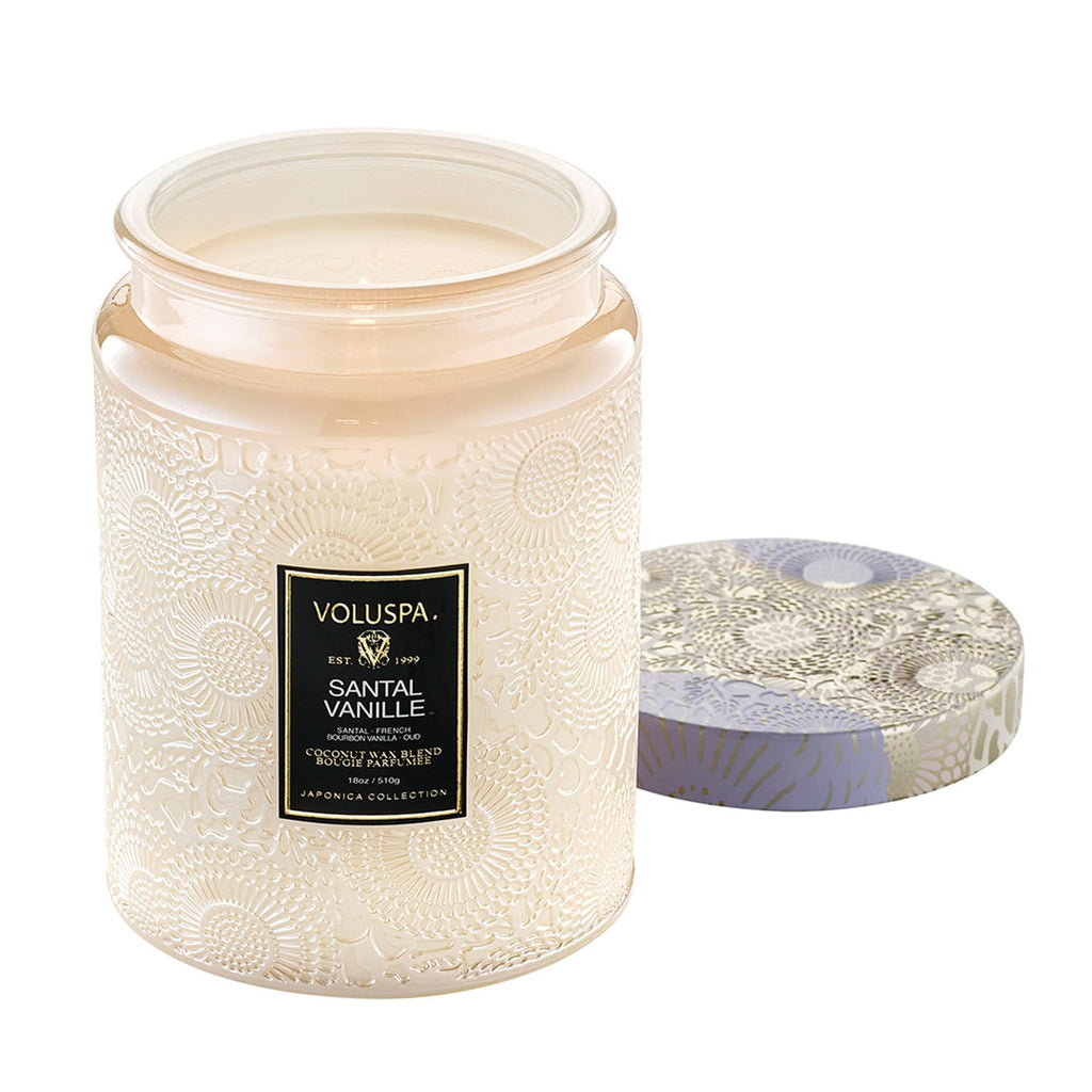 Voluspa Santal Vanille Large Scented Candle Jar 18 Oz, 100 Hr Burn
