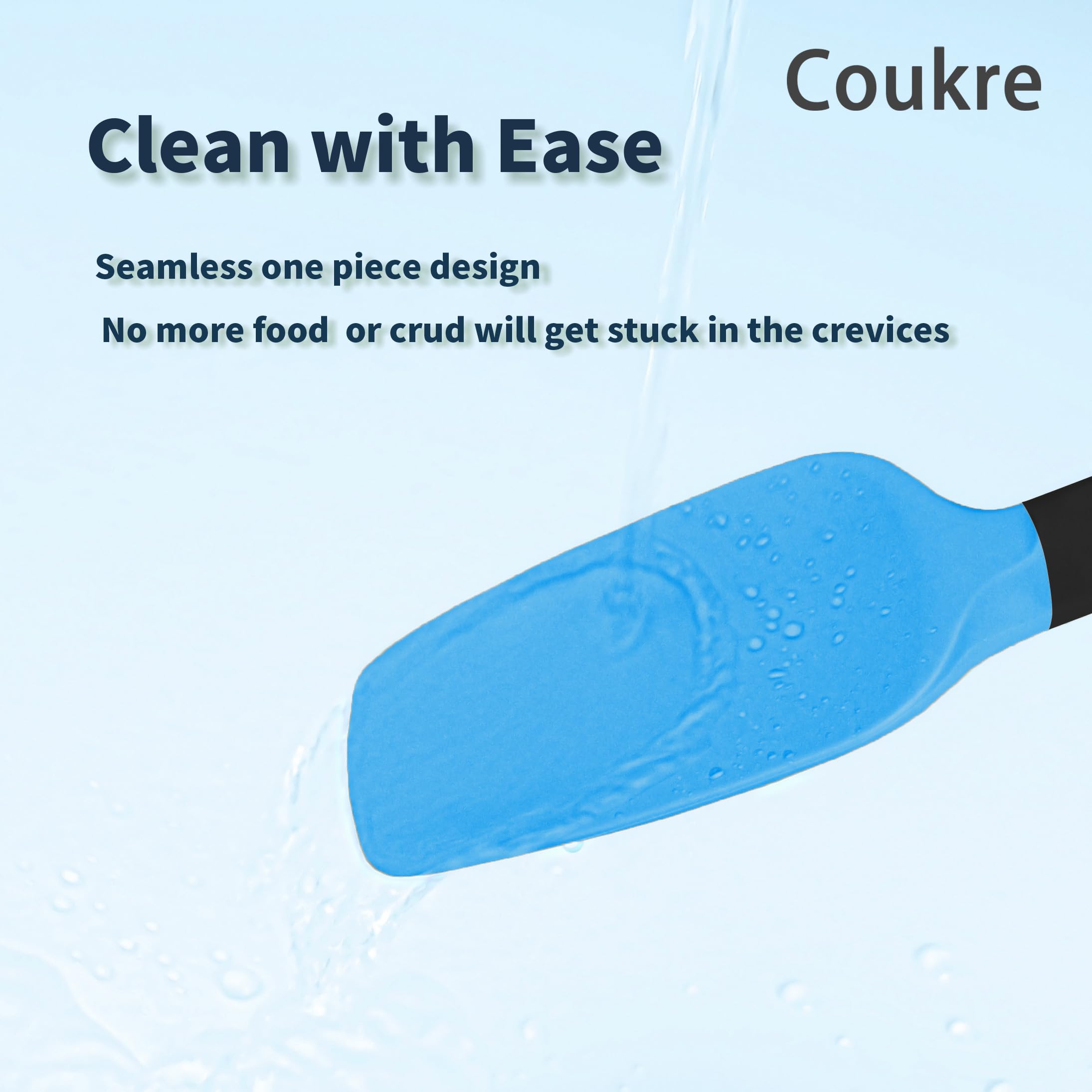 Coukre Silicone Spatula Set of 5,High Temperature Resistant, Food Grade Silicone, Dishwasher Safe, for Baking, Cooking (Blue Black)