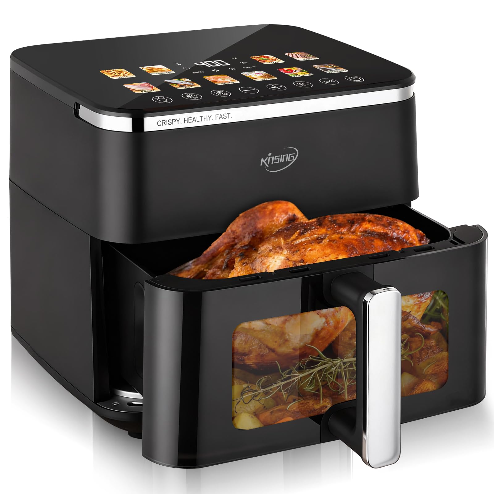 KINSING 10.6 QT Air Fryer, 9-in-1 XL Large Capacity with Visible Window