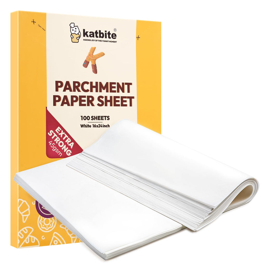Katbite 200Pcs 9x13 inch Heavy Duty Parchment Paper Sheets, Precut Parchment Paper for Quarter Sheet Pans Liners, Baking Cookies, Bread, Meat, Pizza, Toaster Oven (9"x13")