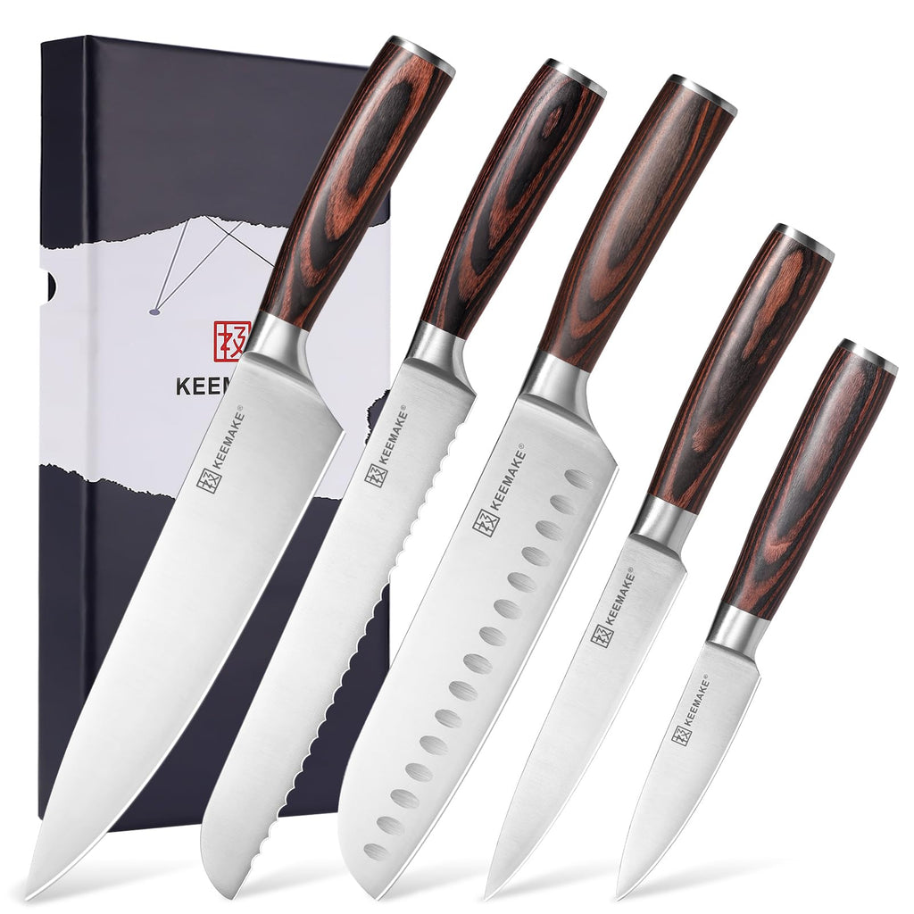 KEEMAKE Kitchen Knife Set of 5, Professional Razor Sharp Chef Knife Set