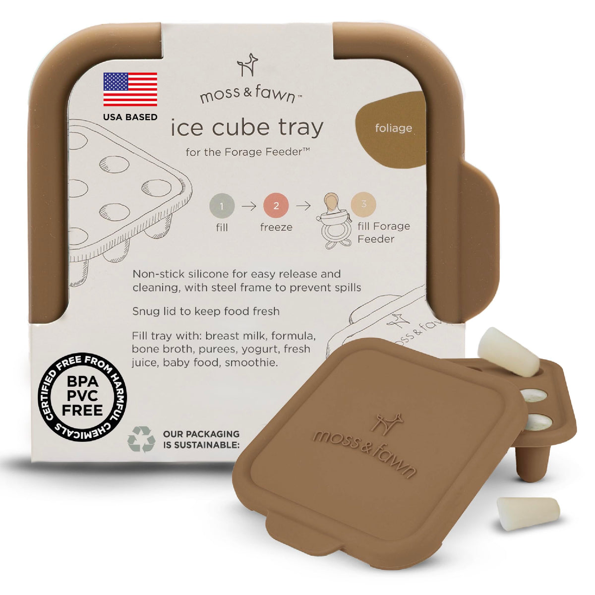Moss and Fawn Ice Cube Tray - Breast Milk Popsicle Mold - Fern