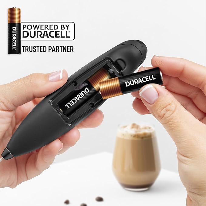 Zulay Kitchen Patented Tornado Triple Whisk Milk Frother with 4 Duracell Batteries – Handheld Foam Maker for Coffee, Lattes, Matcha & Hot Chocolate – Rich, Creamy Froth in Seconds