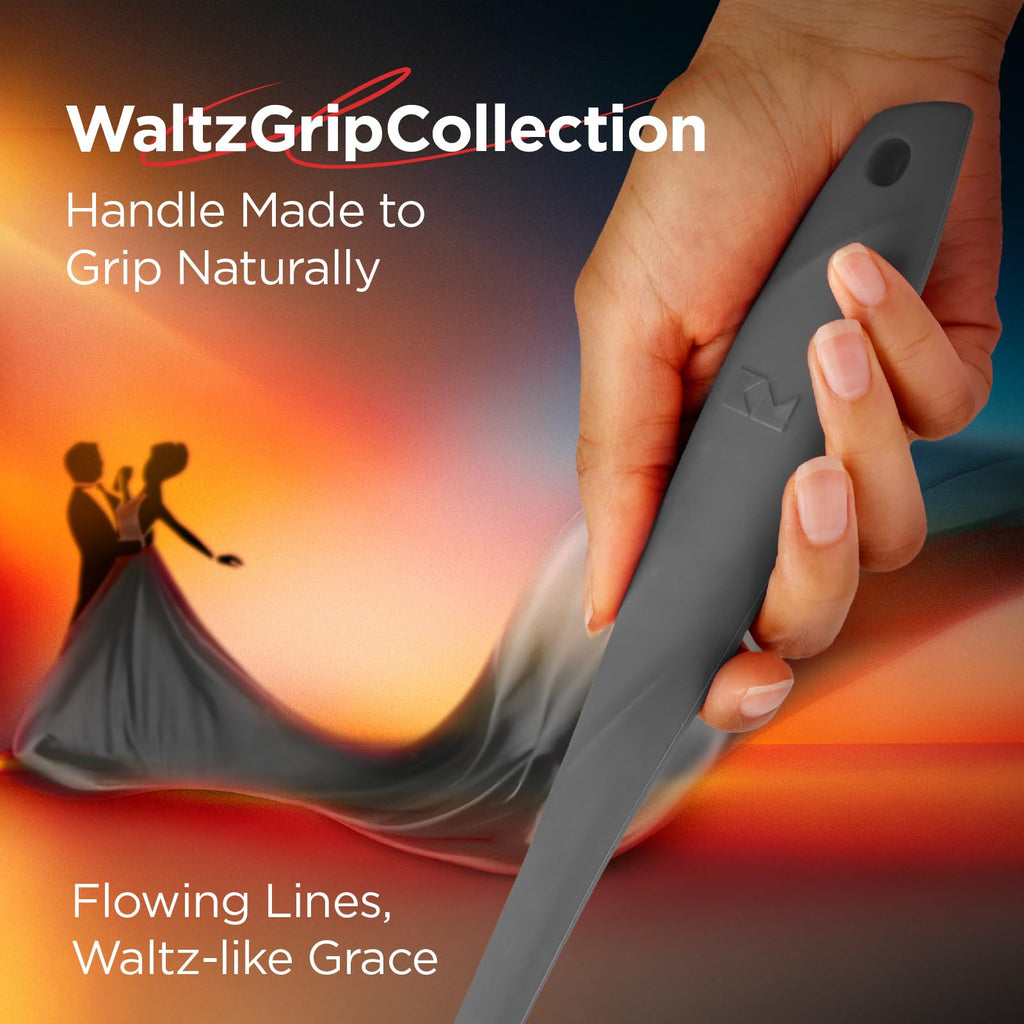 Kitchen Mama WaltzGrip Platinum Silicone Scraping Spatula, Metal Gray