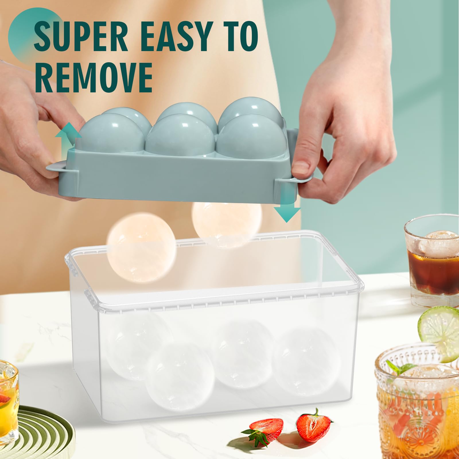 WIBIMEN 2.5-Inch Large Ice Cube Molds, 2-Pack Round Ice Ball Molds