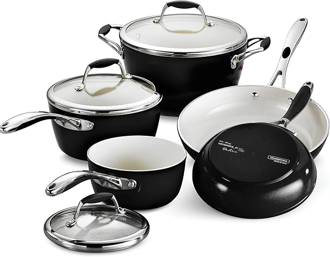 Tramontina Ceramica Deluxe 8-Pc Pots and Pans Set with Lids