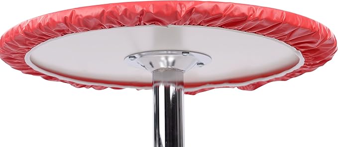 Yourtablecloth Heavy Duty Vinyl Round Fitted Tablecloth (Table Cover) with Flannel Backing Vibrant Colors Elasticized Tablecloth Great for Indoor and Outdoor Dining and Playing Cards 42” Sand
