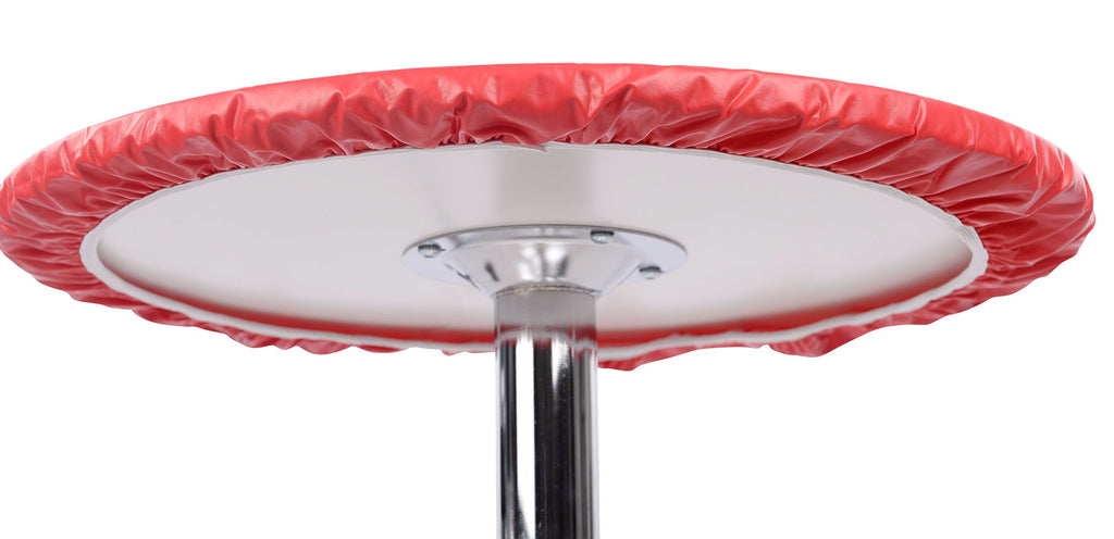 Yourtablecloth Heavy Duty Vinyl Round Fitted Tablecloth (Table Cover) with Flannel Backing Vibrant Colors Elasticized Tablecloth Great for Indoor and Outdoor Dining and Playing Cards 60” Ruby Red