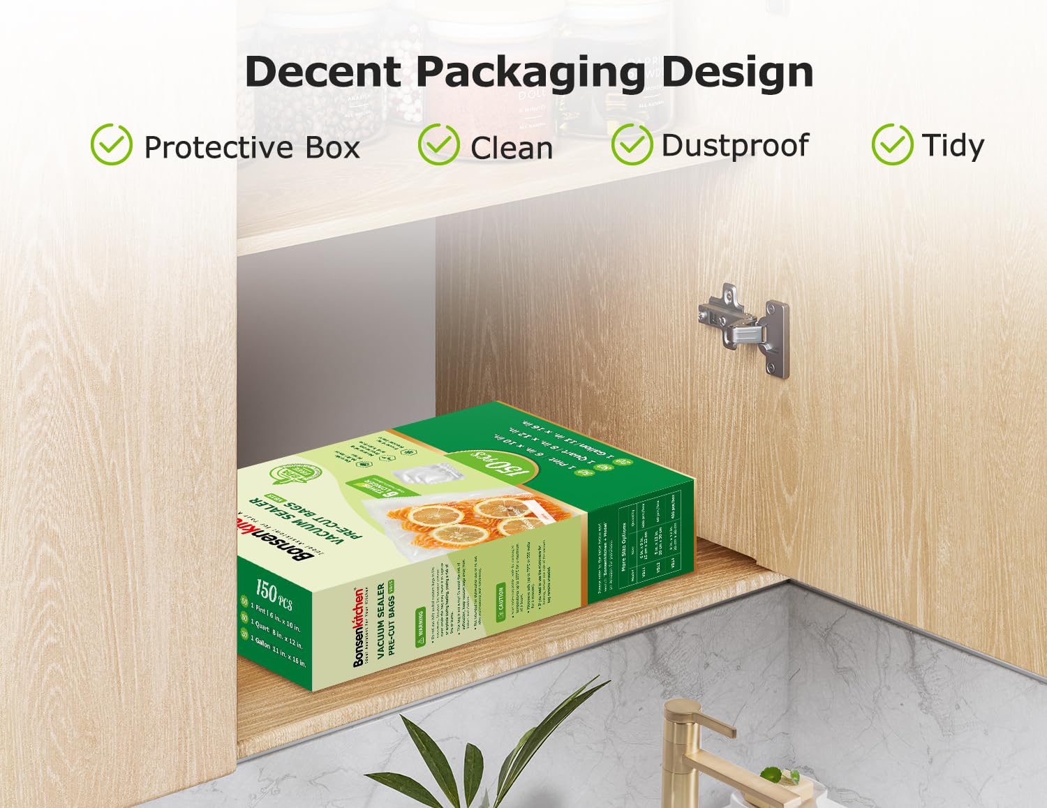 Bonsenkitchen Vacuum Sealer Bags, Commercial Grade, BPA Free