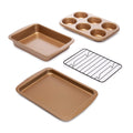 Ecolution Non-Stick Toaster Oven Bakeware Set, 4 Piece, Carbon Steel, Easy to Clean and Perfect for Single Servings, Copper