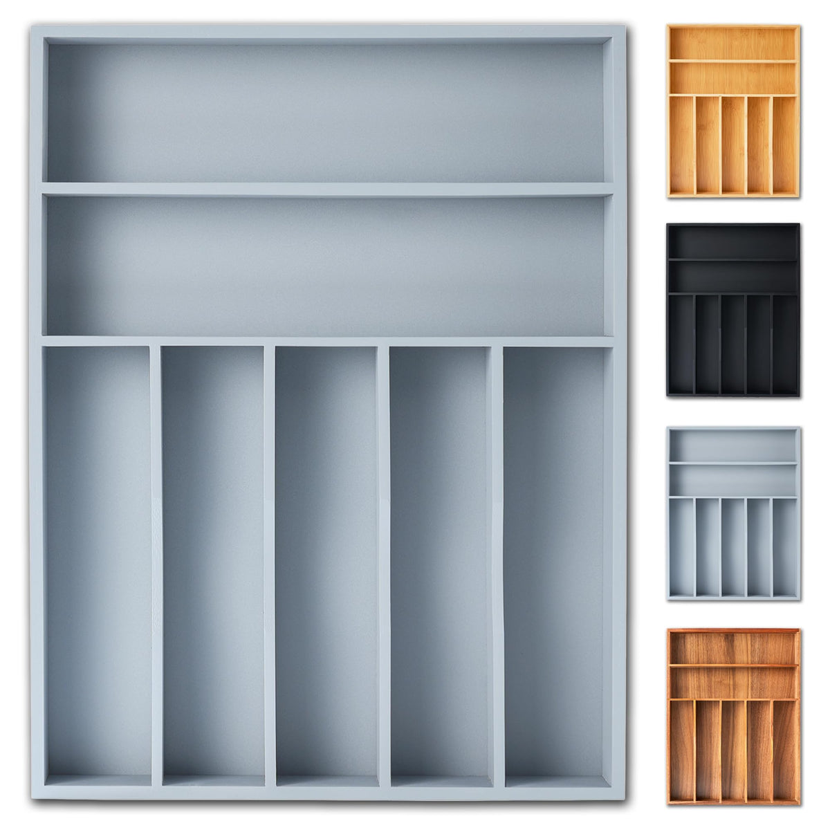 Silverware Organizer, 12.5 Inch Utensil Organizer Kitchen Drawer Organizer Bamboo Silverware Holder Cutlery Tray Organizer in Drawer Flatware Organizer Tray(7 slots, Natural）