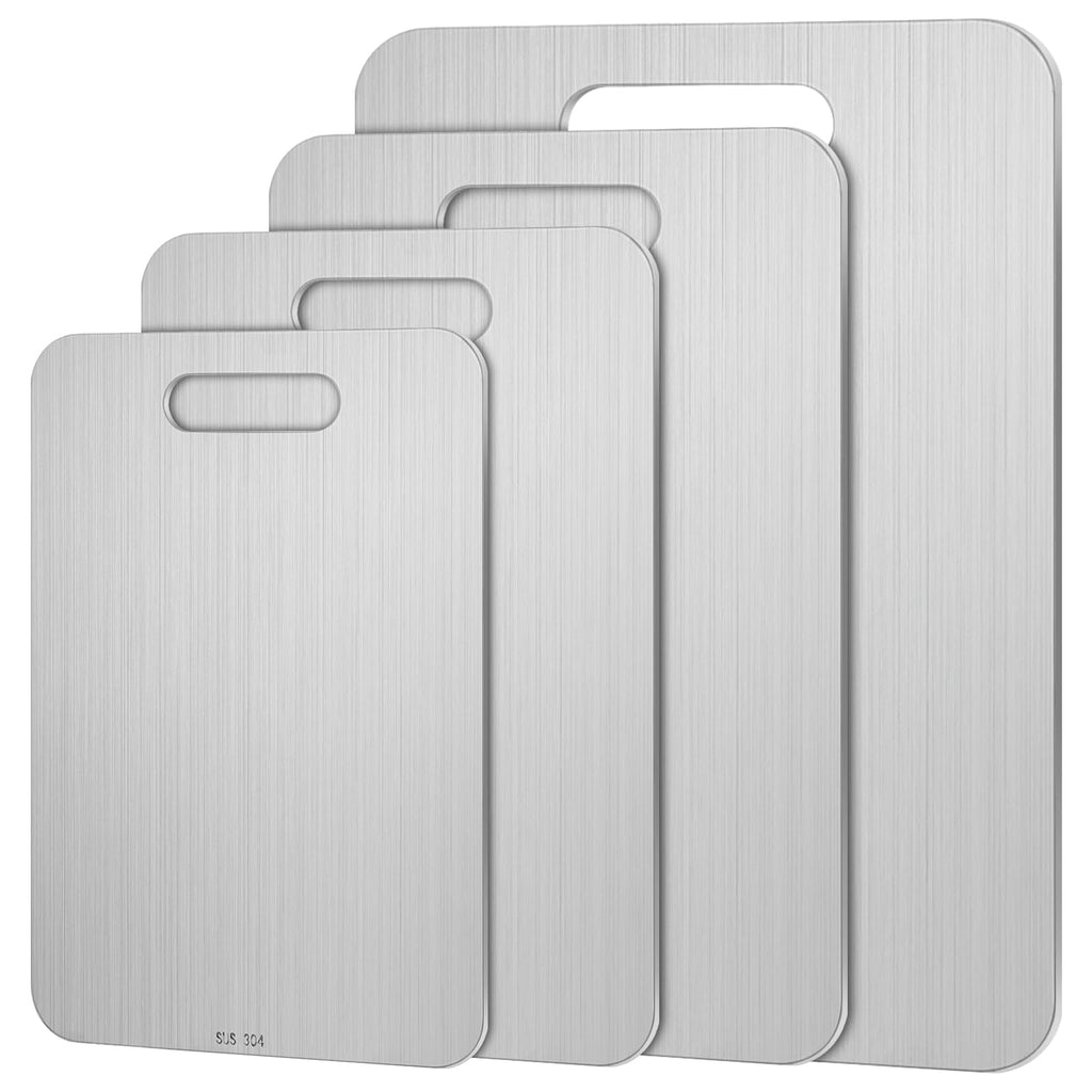 Yaocom 2 Pcs Stainless Steel Cutting Board for Kitchen 304 Steel Chopping Dishwasher Safe Metal Cutting Board Set for Kitchen Meat Fruit Vegetable (13.4"x9",11.8"x7.9")