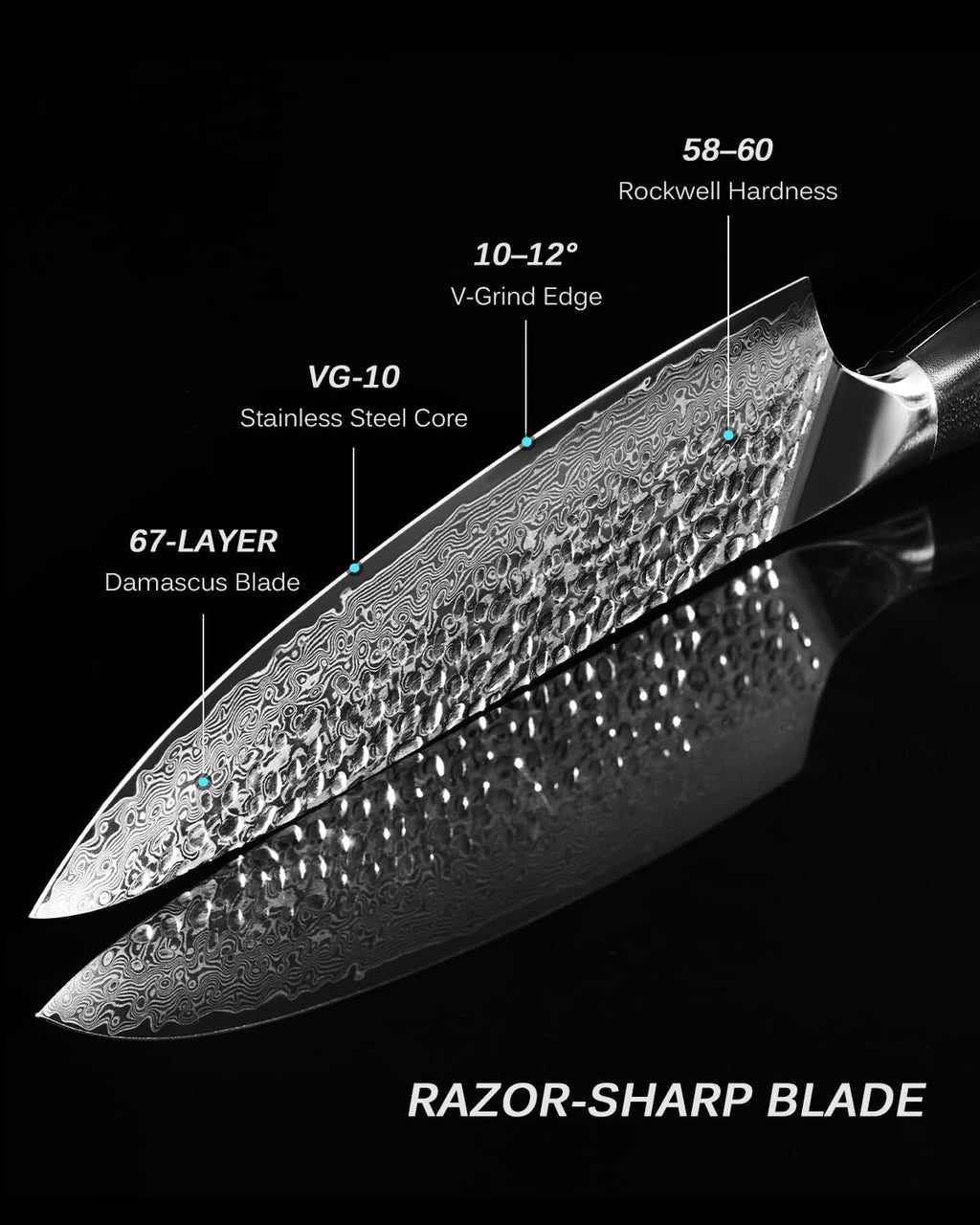 KYOKU Knife Set, Shogun Series 2pc Japanese Style Kitchen Knife Set, 7" Boning 8" Chef Knife with Sheath Gift Box, Professional Sharp Damascus Stainless Steel Knives for Meat Vegetable