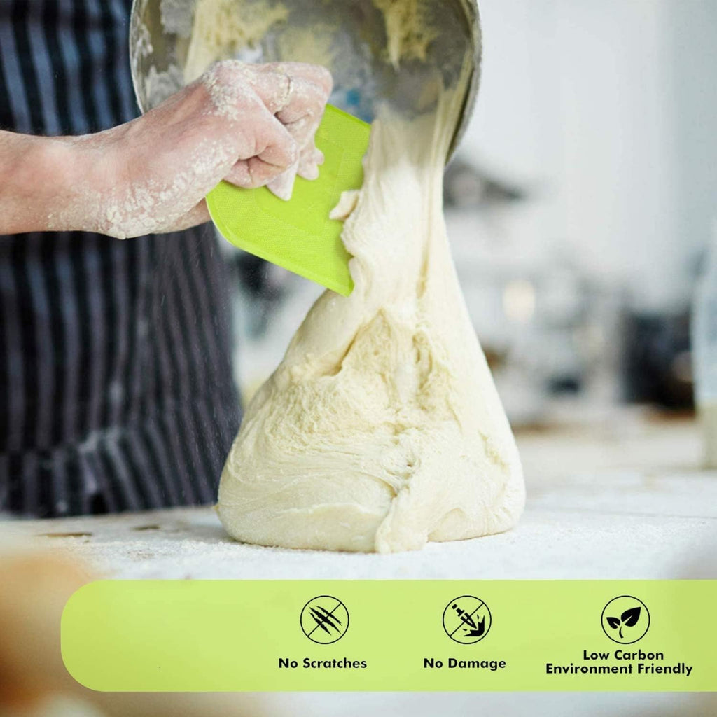 SURDOCA Dough Scraper Bench Scraper - 3P 7.1x4.9" Plastic Flexible Bowl Scraper, Sharp Edge & Angles Cake Scraper. Non-Slip Bakeware Decorating Tools Sculpting & Modeling Tools - Pure Blue